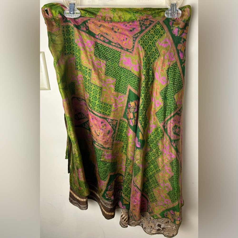 Jojo Dresses Sari Wrap Skirt One Size Reversible Floral‎ Tie Waist BOHO Festival